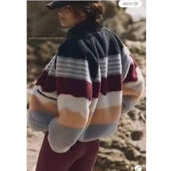 NWOT Free People Hit The Slopes Printed Fleece Jacket Striped - Size Small - Picture 2 of 10